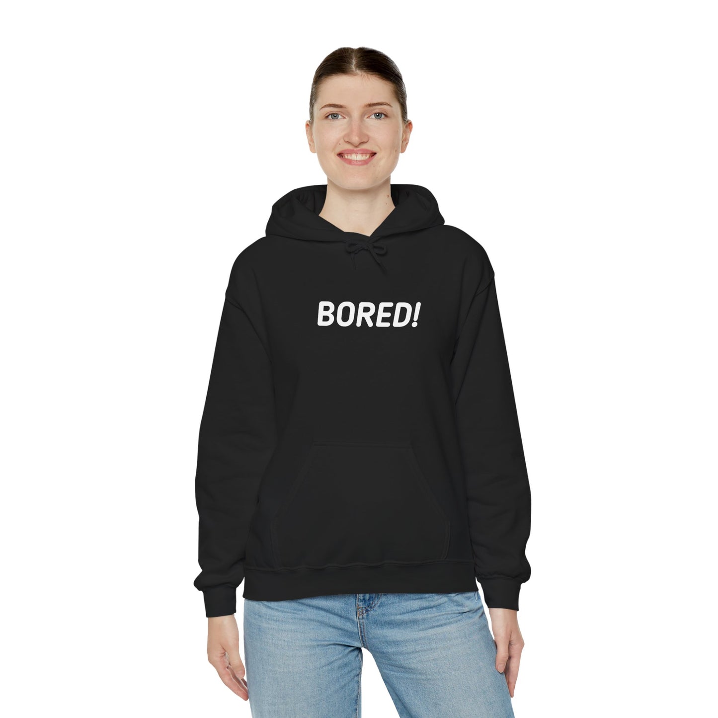 Bored! Graphic Hoodie — Minimal Black Statement Pullover