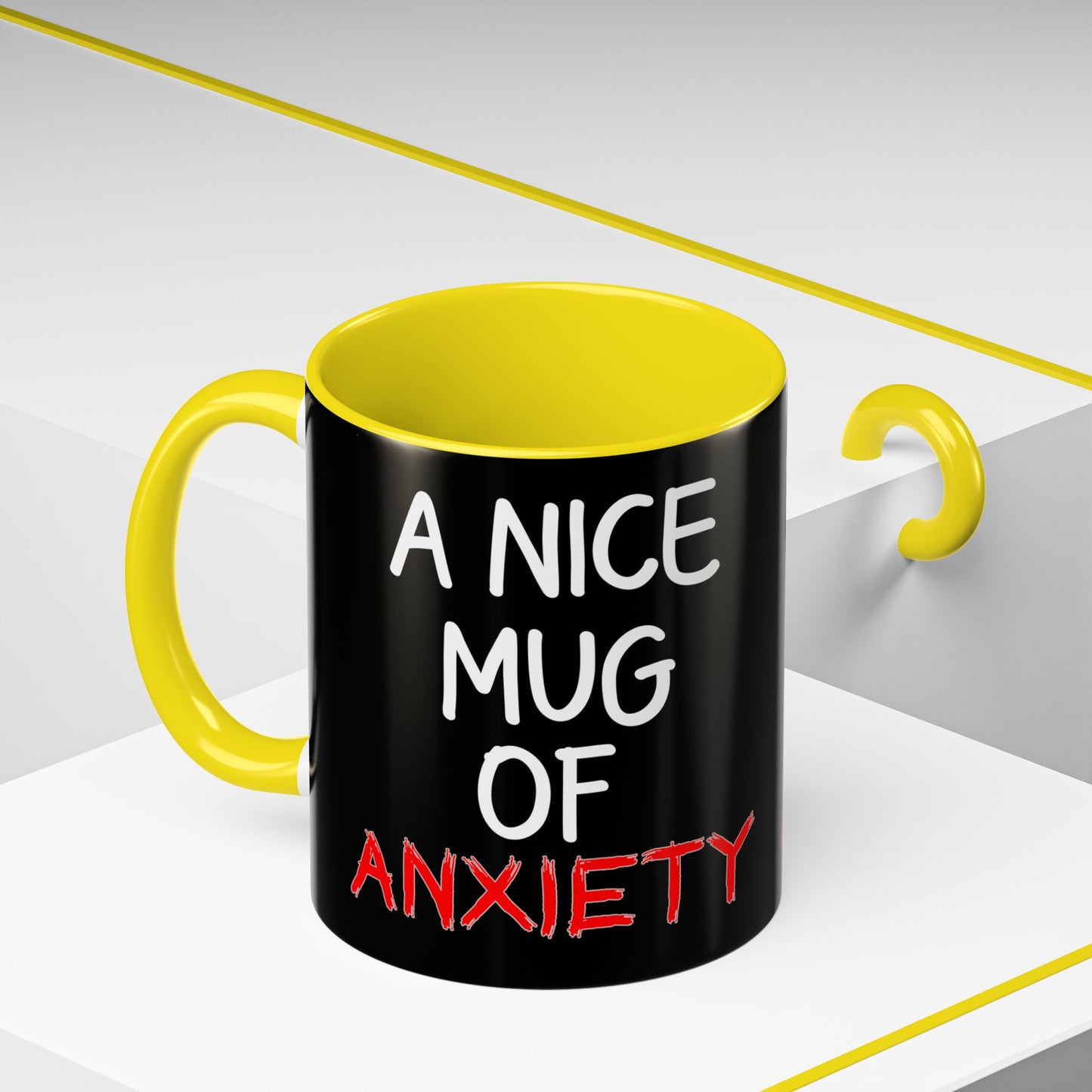 Coffee Mug — "A Nice Mug of Anxiety" Black Accent Ceramic Mug