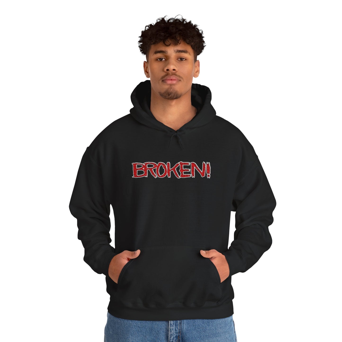 "Broken" Graphic Hoodie — Red Grunge 'BROKEN' (we all are at this point)