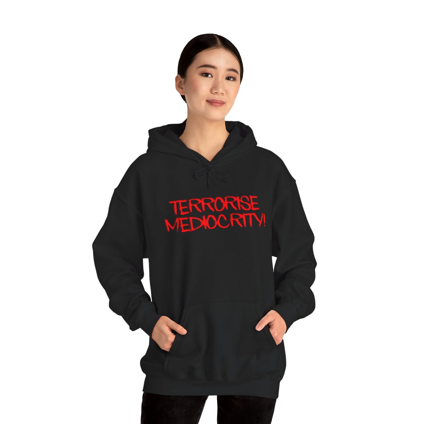 "Terrorise Mediocrity" Red Graffiti Statement Hoodie