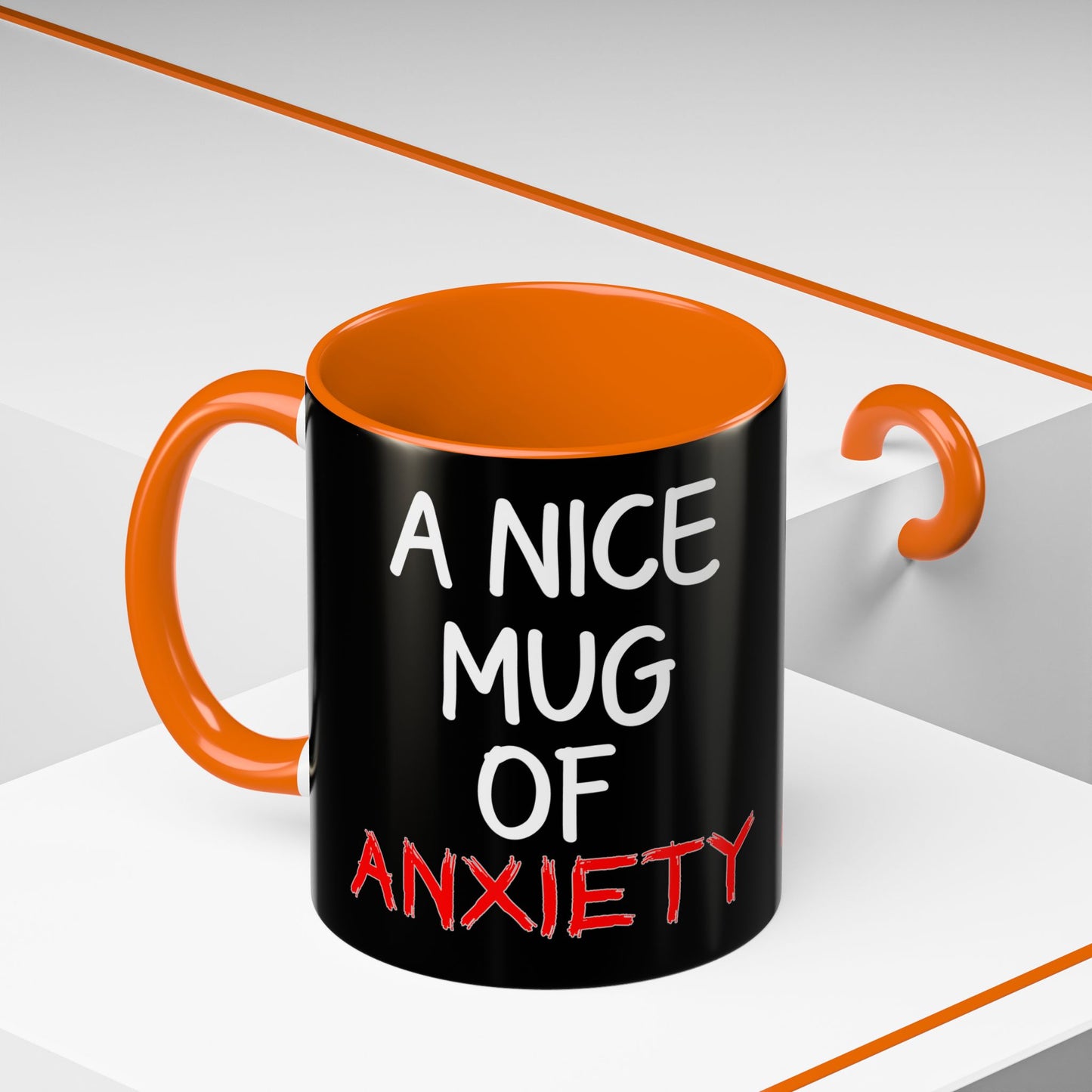 Coffee Mug — "A Nice Mug of Anxiety" Black Accent Ceramic Mug