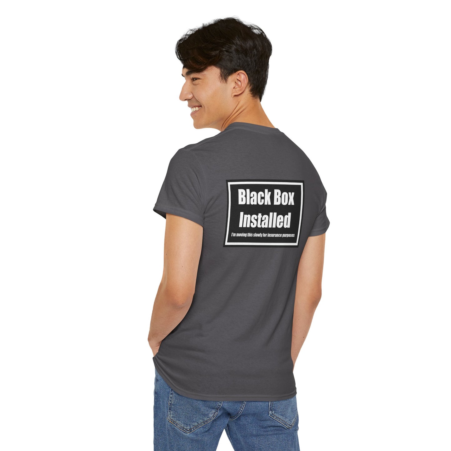 Black Box Installed, Back Design, Unisex Heavy Cotton Tee – Humor, Gifting, Casual Wear, Everyday Statements