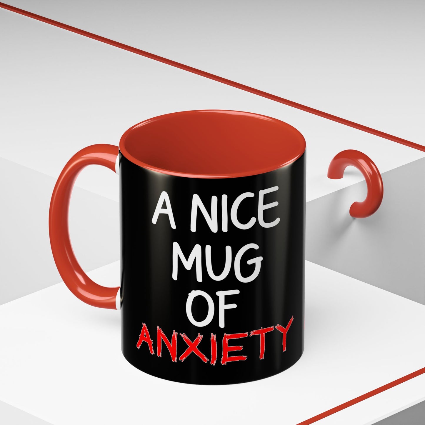 Coffee Mug — "A Nice Mug of Anxiety" Black Accent Ceramic Mug