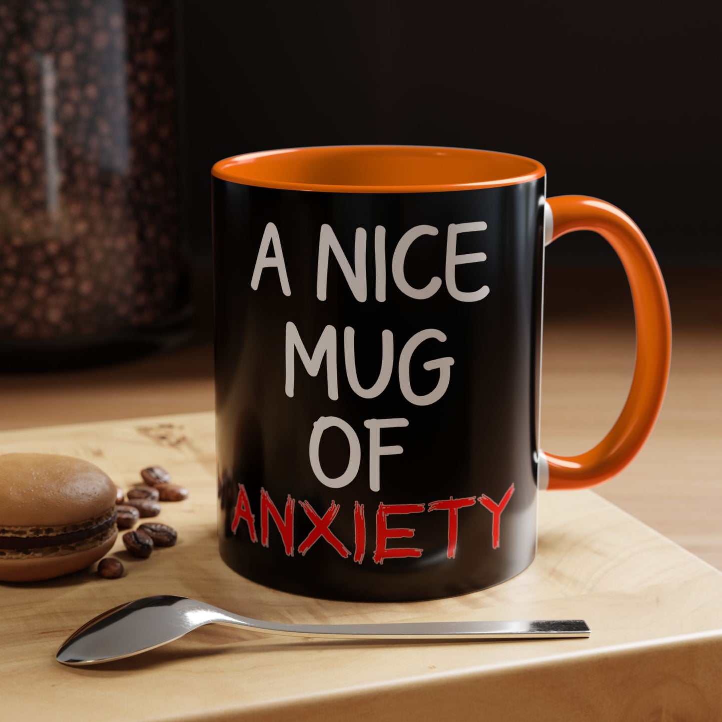 Coffee Mug — "A Nice Mug of Anxiety" Black Accent Ceramic Mug