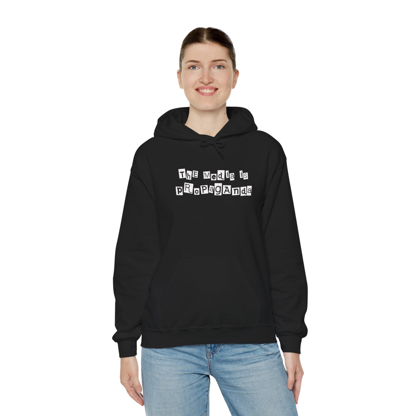 "The Media Is Propaganda" Ransom-Style Graphic Hoodie
