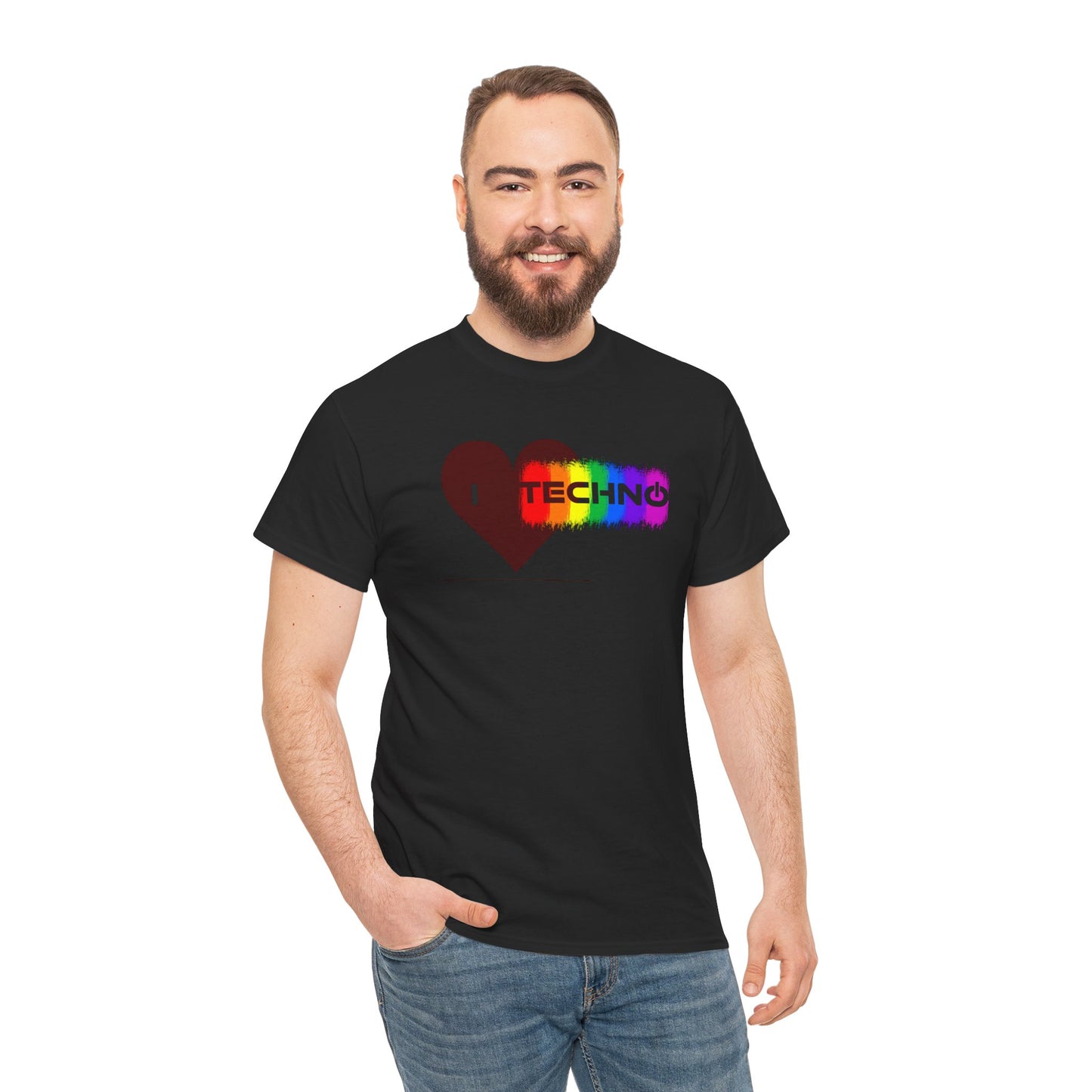 Techno Heart T-Shirt — Rainbow Rave Music Tee