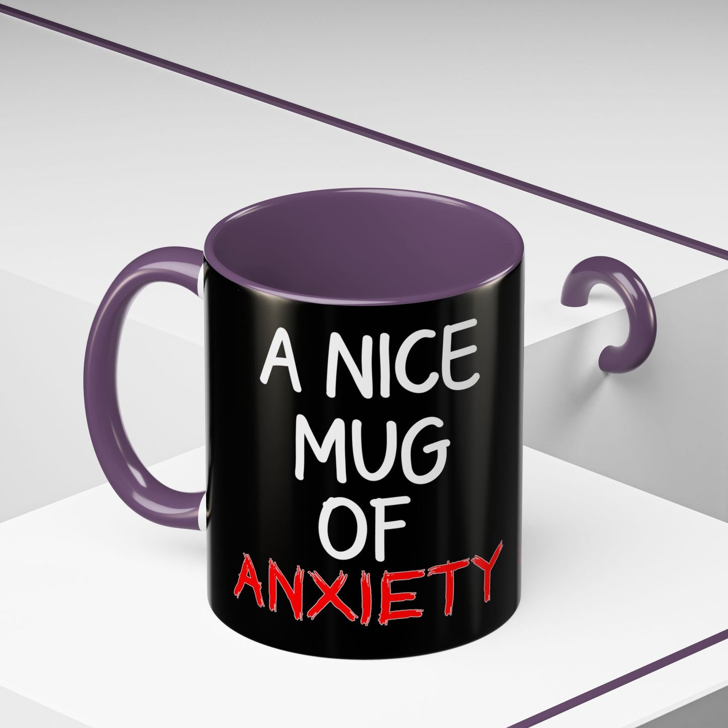 Coffee Mug — "A Nice Mug of Anxiety" Black Accent Ceramic Mug