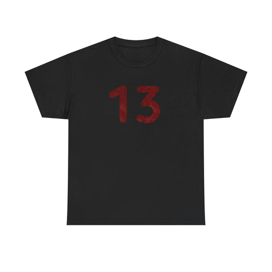 Black Tee distressed Red '13' Graphic
