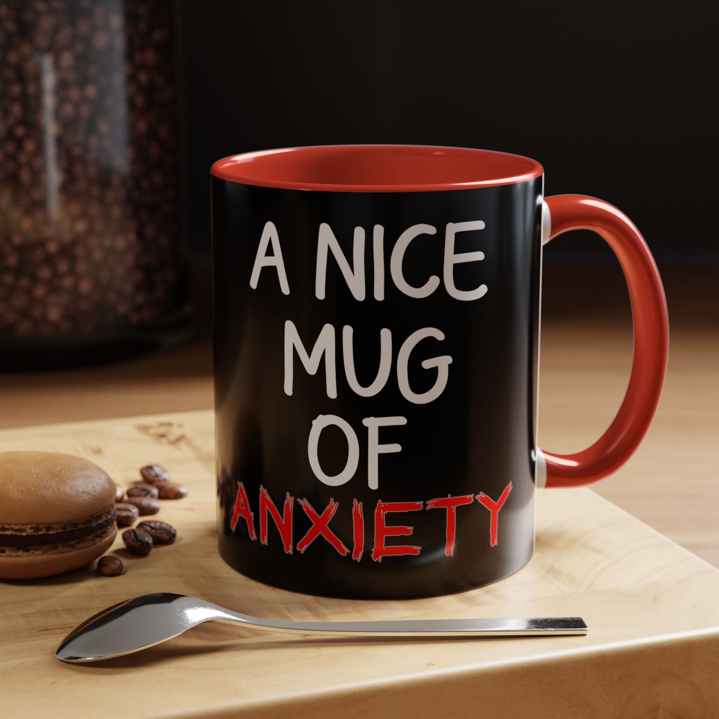 Coffee Mug — "A Nice Mug of Anxiety" Black Accent Ceramic Mug