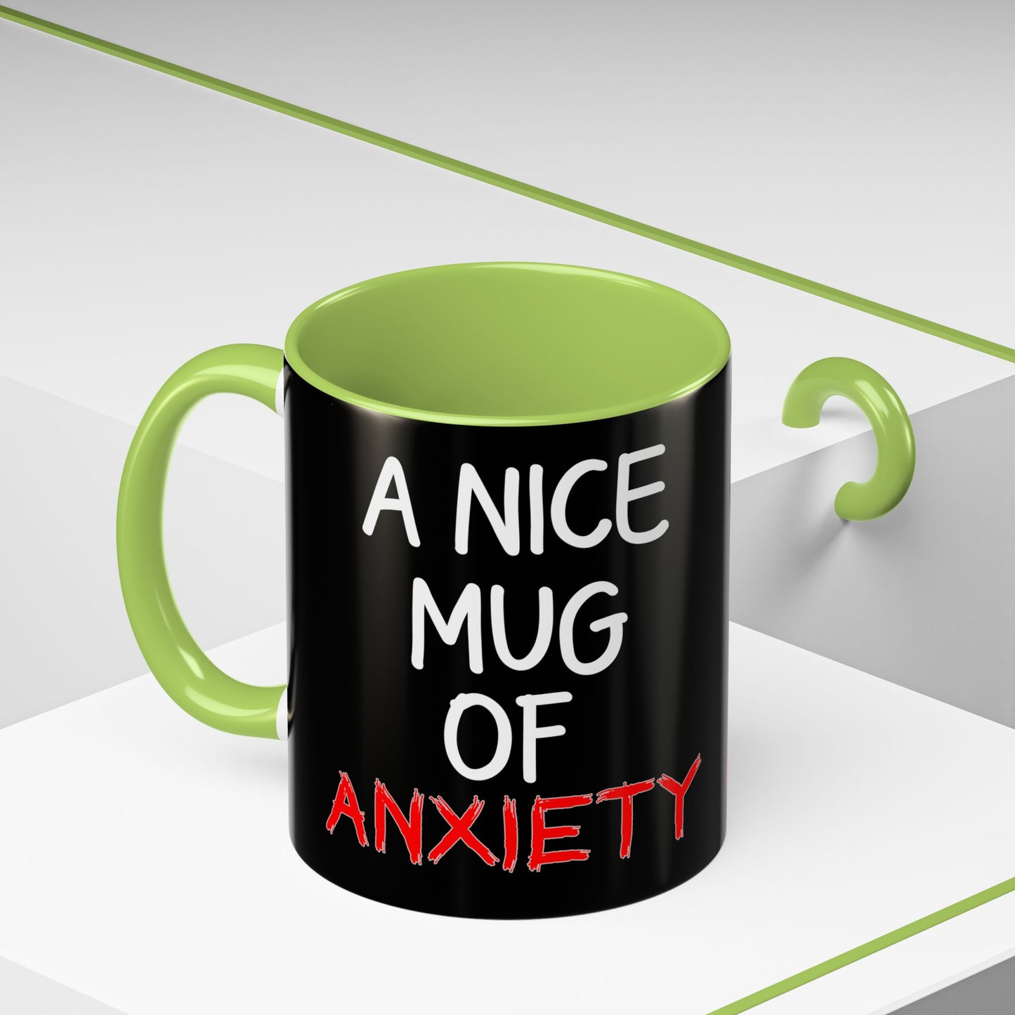 Coffee Mug — "A Nice Mug of Anxiety" Black Accent Ceramic Mug