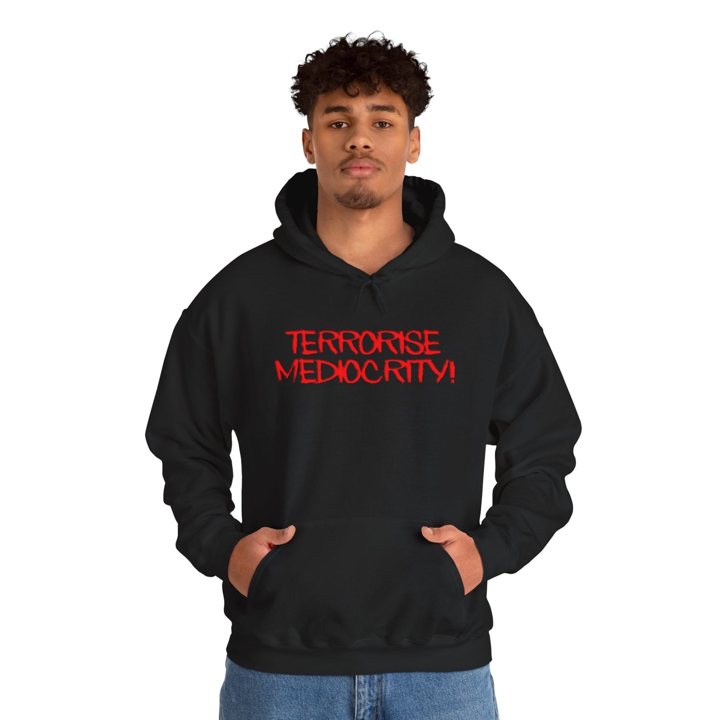 "Terrorise Mediocrity" Red Graffiti Statement Hoodie