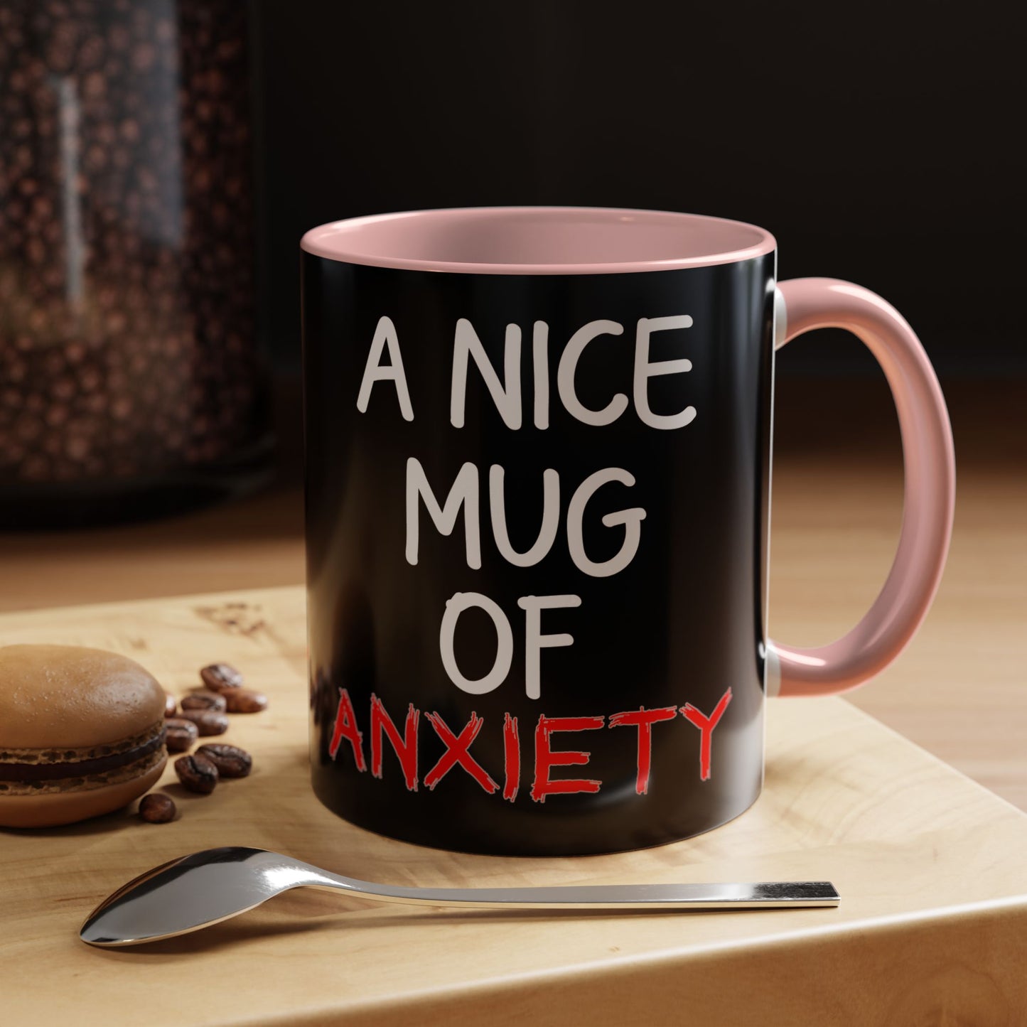 Coffee Mug — "A Nice Mug of Anxiety" Black Accent Ceramic Mug