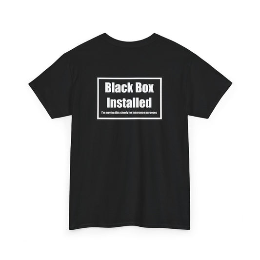 Black Box Installed, Back Design, Unisex Heavy Cotton Tee – Humor, Gifting, Casual Wear, Everyday Statements