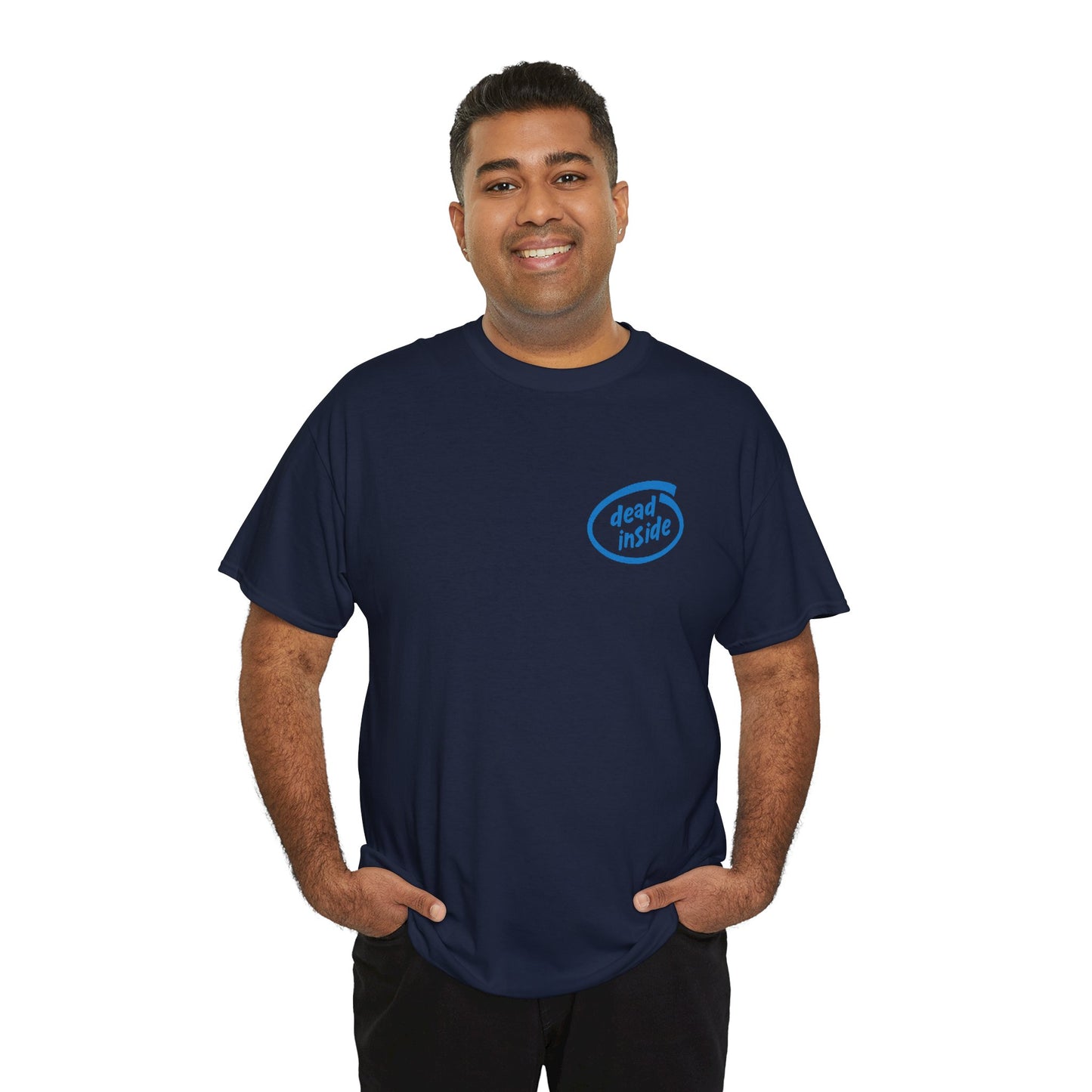 dead inside chest logo T-Shirt | minimalist blue graphic tee humour funny