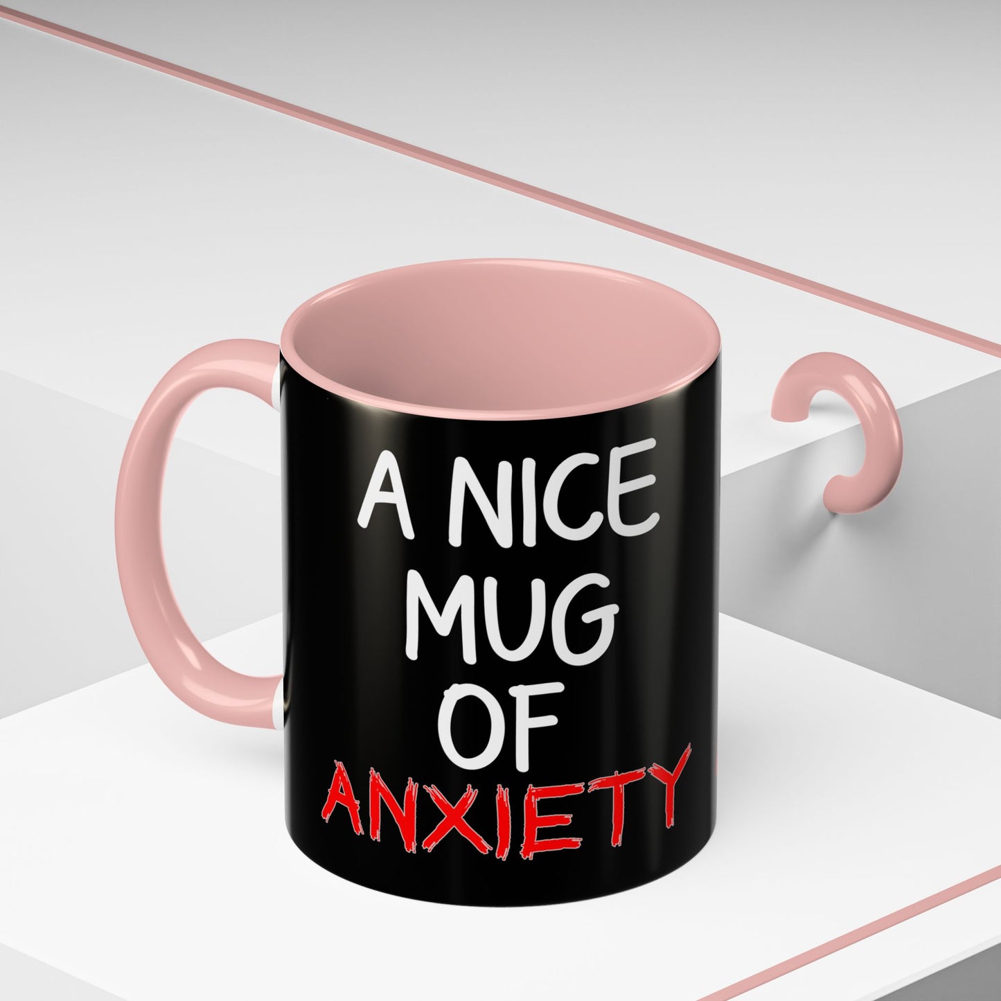 Coffee Mug — "A Nice Mug of Anxiety" Black Accent Ceramic Mug