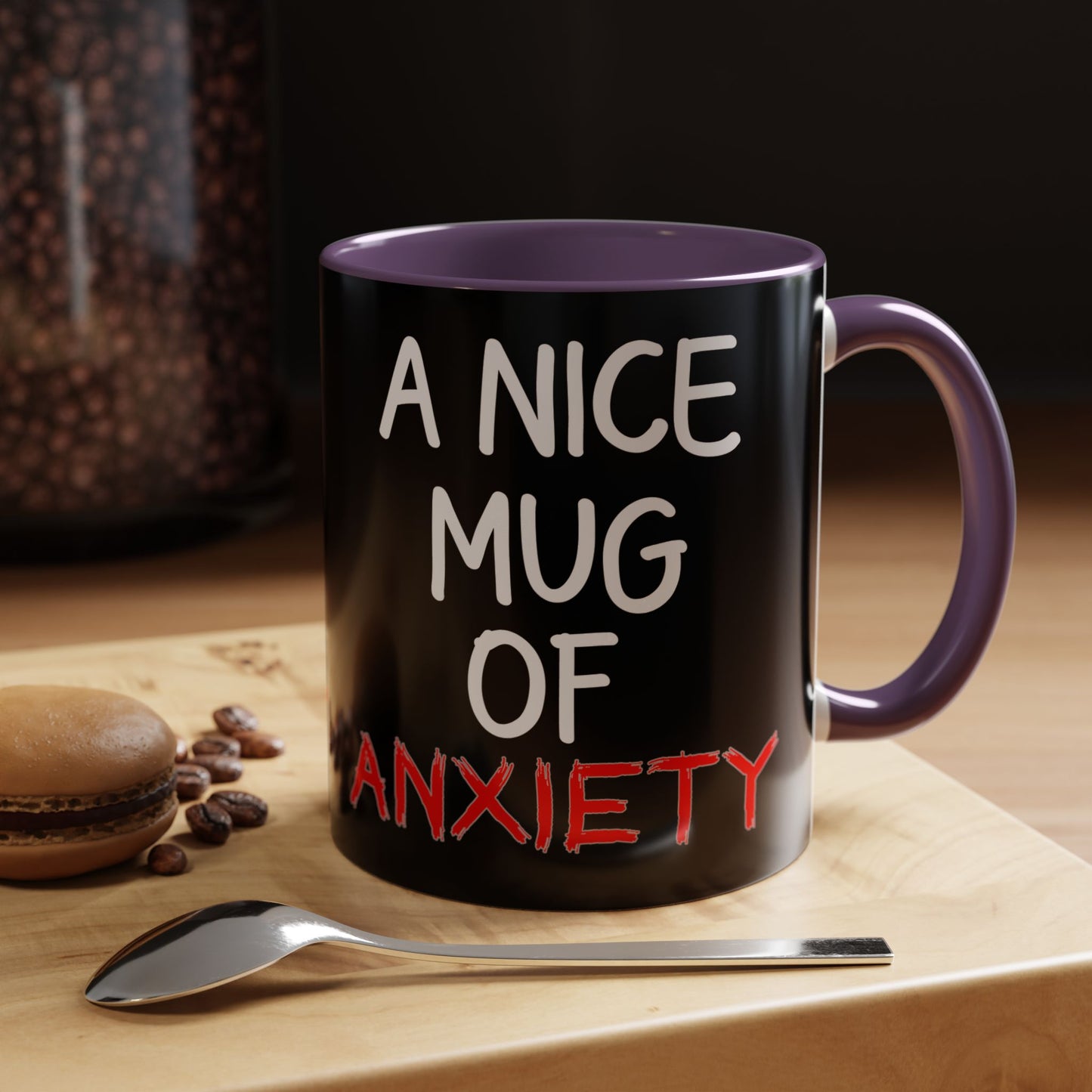 Coffee Mug — "A Nice Mug of Anxiety" Black Accent Ceramic Mug