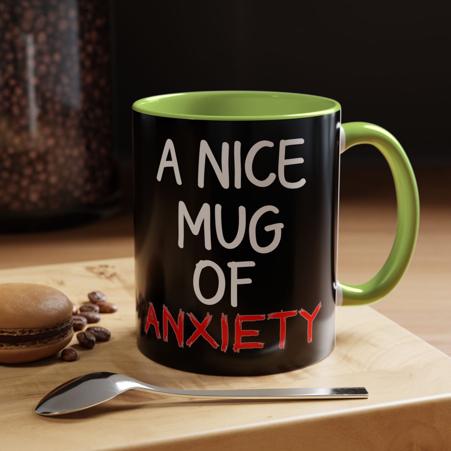 Coffee Mug — "A Nice Mug of Anxiety" Black Accent Ceramic Mug