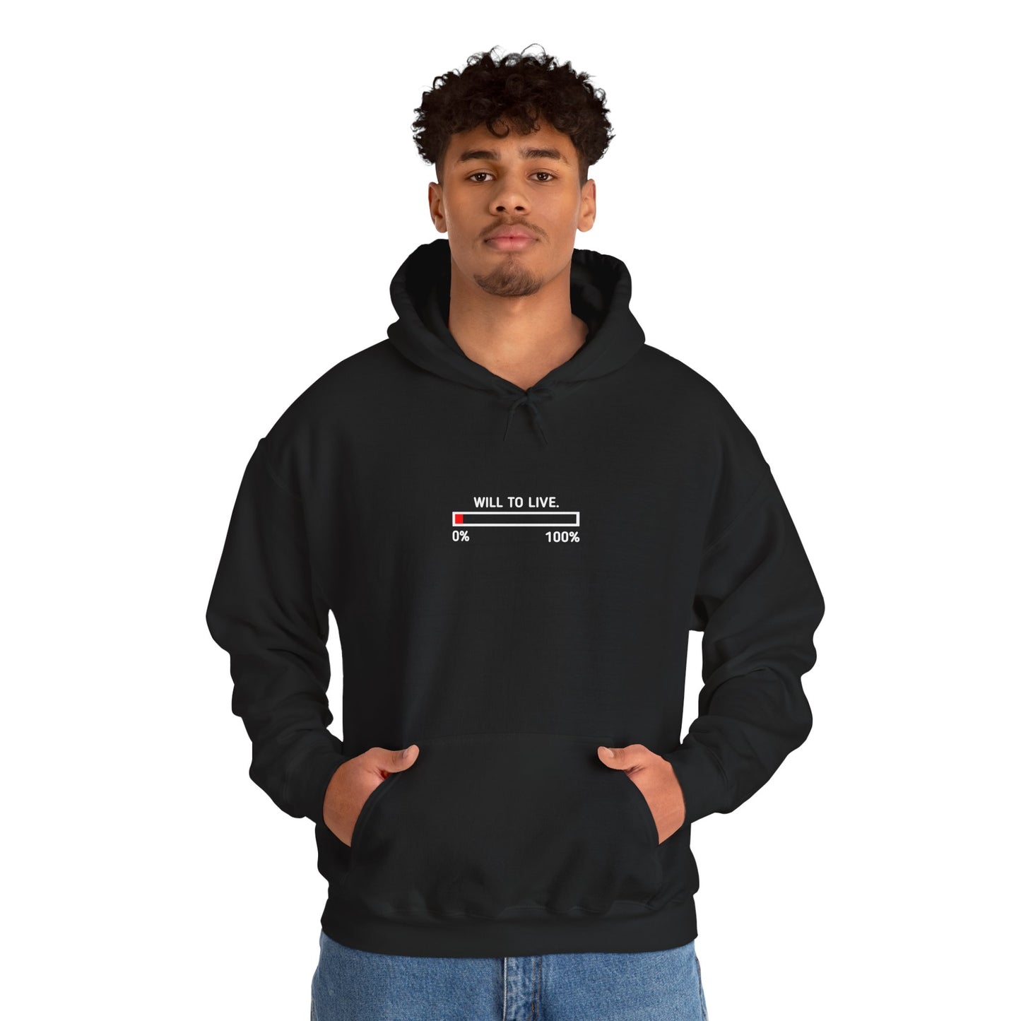 "Will To Live" Loading Hoodie — Minimalist Progress Bar Sweatshirt
