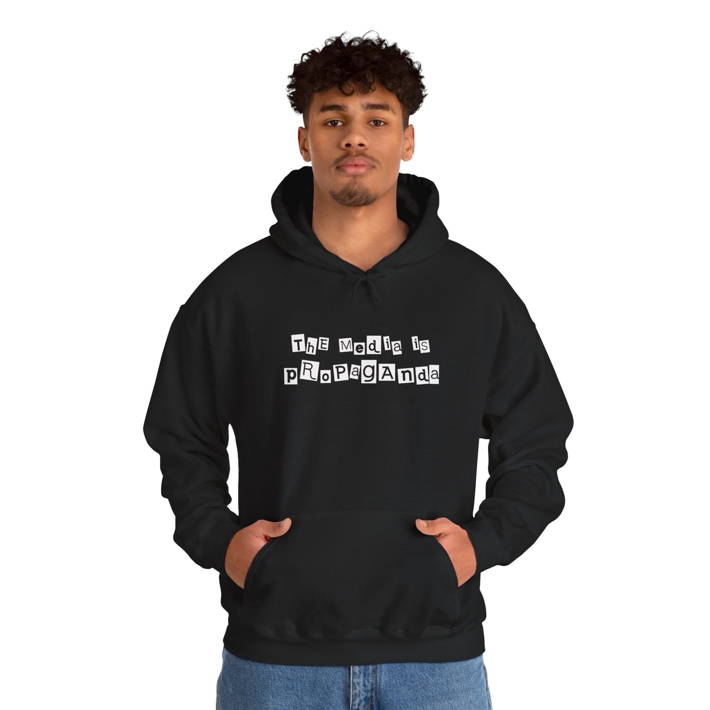 "The Media Is Propaganda" Ransom-Style Graphic Hoodie